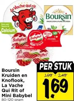 Vomar Voordeelmarkt Boursin Kruiden en Knoflook, La Vache Qui Rit of Mini Babybel aanbieding