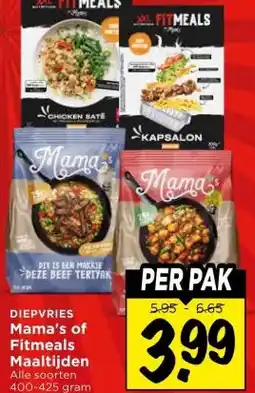 Vomar Voordeelmarkt DIEPVRIES Mama's of Fitmeals Maaltijden aanbieding