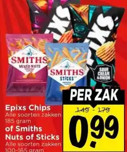 Vomar Voordeelmarkt Epixs Chips of Smiths Nuts of Sticks aanbieding