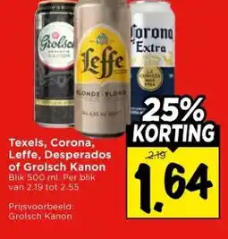 Vomar Voordeelmarkt Texels, Corona, Leffe, Desperados of Grolsch Kanon aanbieding