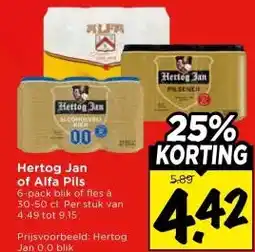 Vomar Voordeelmarkt Hertog Jan of Alfa Pils aanbieding