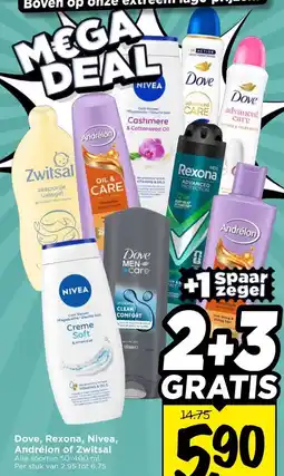 Vomar Voordeelmarkt Dove, Rexona, Nivea, Andrélon of Zwitsal aanbieding