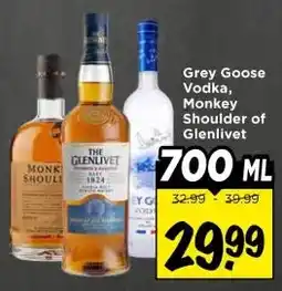 Vomar Voordeelmarkt Grey Goose Vodka, Monkey Shoulder of Glenlivet aanbieding
