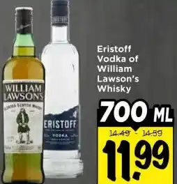 Vomar Voordeelmarkt Eristoff Vodka of William Lawson's Whisky aanbieding
