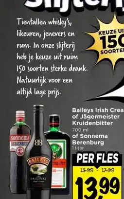 Vomar Voordeelmarkt Baileys Irish Cream of Jägermeister Kruidenbitter of Sonnema Berenburg aanbieding