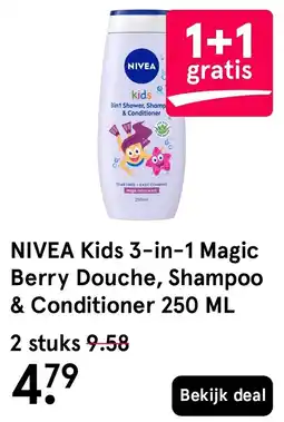 Etos NIVEA Kids 3-in-1 Magic Berry Douche, Shampoo & Conditioner aanbieding