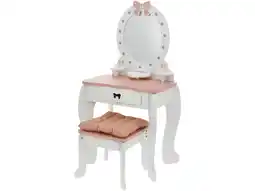 Lidl LUPILU Houten speelgoed make-up tafel, kaptafel, met krukje en kussen aanbieding