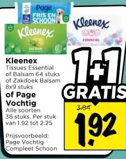 Vomar Voordeelmarkt Kleenex of Page Vochtig aanbieding