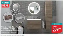 Pontmeyer Gino 2.0 wastafel + meubel + ronde Liv spiegel aanbieding