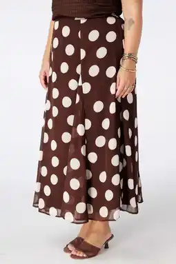 Wehkamp MS Mode A-lijn rok met stippen Plus Size - bruin aanbieding