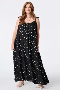 Wehkamp MS Mode maxi zomerjurk met stippen Plus Size - zwart aanbieding