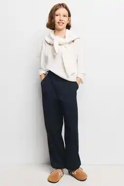 Wehkamp Mango Kids ballonbroek met glitters en krijtstreep - marineblauw aanbieding