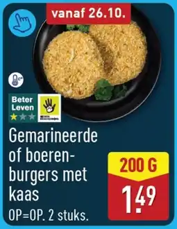 ALDI Gemarineerde of boeren-burgers met kaas aanbieding