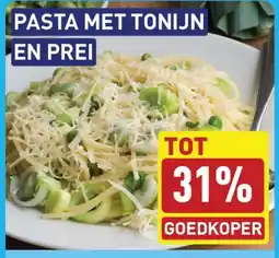 ALDI Pasta met tonijn en prei aanbieding