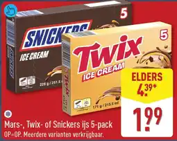 ALDI Mars-, Twix- of Snickers ijs 5-pack aanbieding