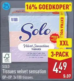 ALDI Solo Tissues velvet sensation aanbieding