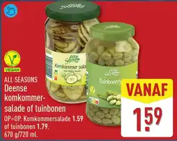 ALDI All Seasons Deense komkommer-salade of tuinbonen aanbieding