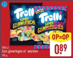 ALDI Trolli Zure glowringen of -wormen aanbieding