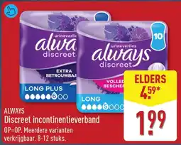 ALDI Always Discreet incontinentieverband aanbieding