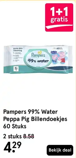 Etos Pampers 99% Water Peppa Pig Billendoekjes 60 Stuks aanbieding