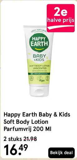 Etos Happy Earth Baby & Kids Soft Body Lotion Parfumvrij 200 Ml aanbieding