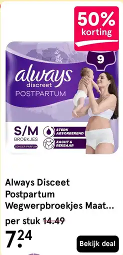 Etos Always Disceet Postpartum Wegwerpbroekjes Maat S/M 9 Stuks aanbieding