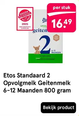 Etos Etos Standaard 2 Opvolgmelk Geitenmelk 6-12 Maanden 800 gram aanbieding