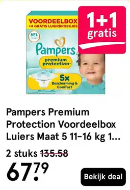 Etos Pampers Premium Protection Voordeelbox Luiers Maat 5 11-16 kg 102 stuks + 4 Gratis Luierbroekjes aanbieding