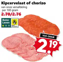 Coop Kipcervelaat of Chorizo aanbieding