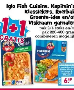 Boon`s Markt Iglo Fish Cuisine. Kapitein's Klassiekers. Roerbak Groente-idee en/of Viskraam garnalen aanbieding