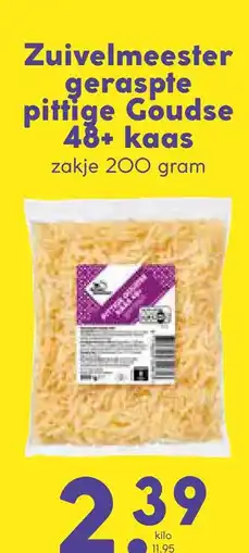 Coop Zuivelmeester geraspte pittige Goudse 48+ kaas aanbieding