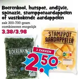Boon`s Markt Boerenkool, hutspot. andijvie. spinazie, stamppotaardappelen of vastkokende aardappelen aanbieding