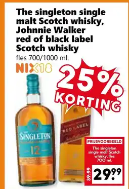 Coop The singleton single malt Scotch whisky, Johnnie Walker red of black label Scotch whisky aanbieding