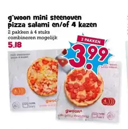 Boon`s Markt g'woon mini steenoven pizza salami en/of 4 kazen aanbieding