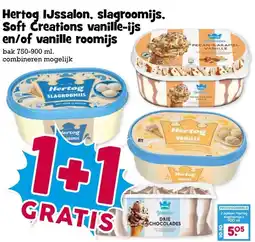 Boon`s Markt Hertog IJssalon, slagroomijs, Soft Creations vanille-ijs en/of vanille roomijs aanbieding