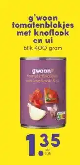 Boon`s Markt g'woon tomatenblokjes met knoflook en ui aanbieding
