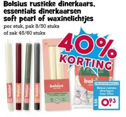 Boon`s Markt Bolsius rustieke dinerkaars. essentials dinerkaarsen soft pearl of waxinelichtjes aanbieding