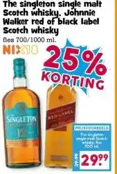 Boon`s Markt The singleton single malt Scotch whisky, Johnnie Walker red of black label Scotch whisky aanbieding