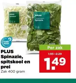 PLUS PLUS Spinazie, spitskool en prei aanbieding