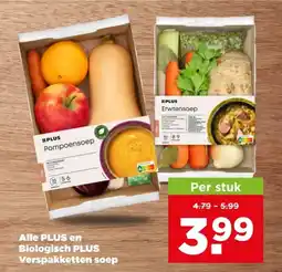 PLUS Alle plus en biologisch plus verspakketten soep aanbieding