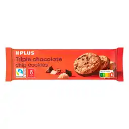 PLUS PLUS Triple chocolate chip cookies aanbieding