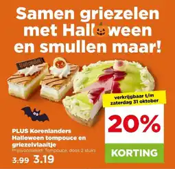 PLUS Plus korenlanders halloween tompouce en griezelvlaaitje aanbieding