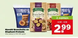 PLUS Maretti Bruschette en Elephant Pretzels aanbieding