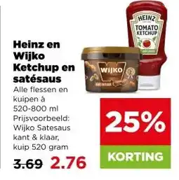 PLUS Heinz en Wijko Ketchup en satésaus aanbieding