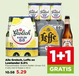 PLUS Alle Grolsch, Leffe en Lowlander 0.0% aanbieding