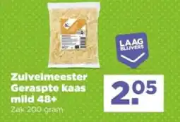 PLUS Zuivelmeester geraspte kaas mild 48+ aanbieding