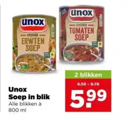 PLUS Unox Soep in blik aanbieding