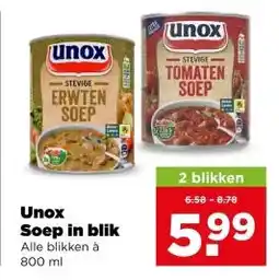 PLUS Unox Soep in blik aanbieding