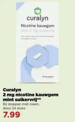 PLUS Curalyn 2 mg nicotine kauwgom mint suikervrij** aanbieding