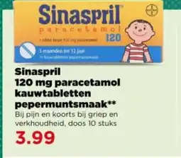 PLUS Sinaspril 120 mg paracetamol kauwtabletten pepermuntsmaak aanbieding